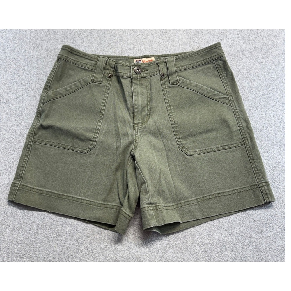 Faded Glory Womens 10 Olive Green Stretch Utility Shorts Patch Pocket Casual
